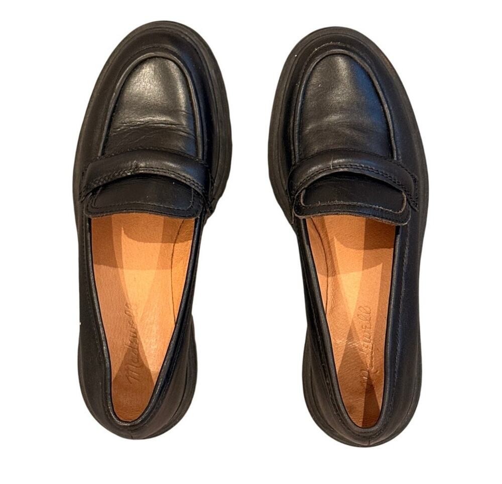 Madewell Black Loafers with Lug Sole - Size 8